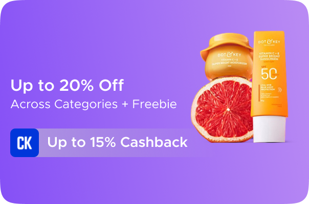 Dot & Key : Upto 20% Off Across Categories + Freebie + Upto 15% CashKaro Cashback on all Dot & Key Orders